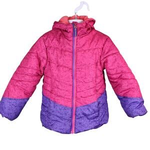 Girls Pink Purple Ski Jacket Hooded Winter Coat Size 5/6